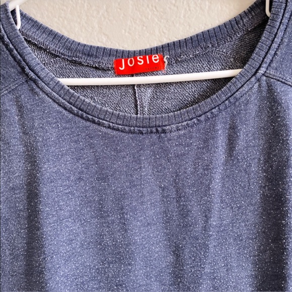 Josie By Natori Sweatshirt Top Blue Front Pocket - Picture 2 of 5